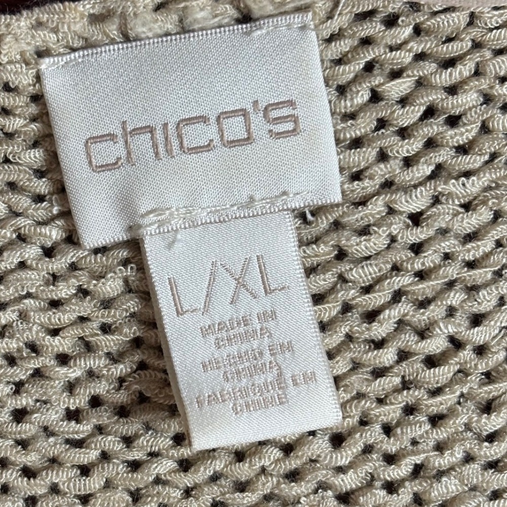 Chico's Chunky Knit Fringe Sleeveless Sweater XL Boho Eclectic Western Oversized - Picture 3 of 9